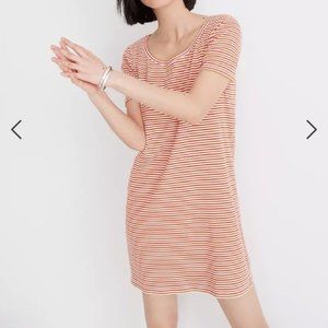 Madewell | Swingy Tee Dress in Stripe | red and brown | size small